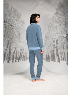 Doreanse Gömlek Yaka Cepli Mavi Kadın Pijama Takımı Doreanse 26K4092 - Alternatif Görünüm