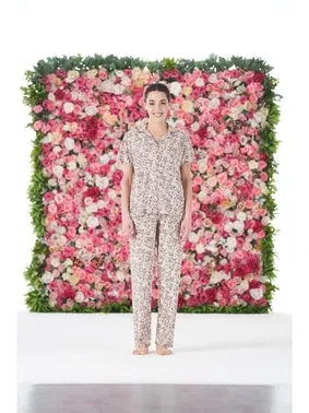 Estiva Gömlek Yaka Desenli Önden Düğmeli Kısa Kollu Marla Pijama Takımı Estiva 25177