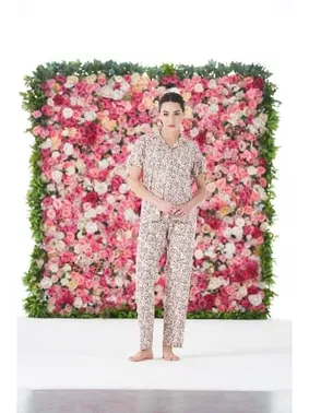 Estiva Gömlek Yaka Desenli Önden Düğmeli Kısa Kollu Marla Pijama Takımı Estiva 25177 - Alternatif Görünüm