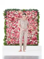 Gömlek Yaka Desenli Önden Düğmeli Kısa Kollu Marla Pijama Takımı Estiva 25177 Pembe detay görünüm