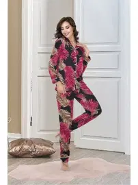 İzabel Gömlek Yaka Düğmeli kadın Pijama Takımı İzabel 4003