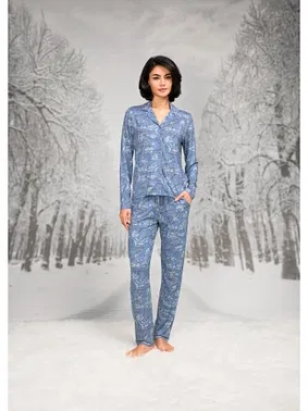 Doreanse Gömlek Yaka Düğmeli Uzun Kollu Kadın Pijama Takım Doreanse 26K4106