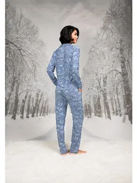 Doreanse Gömlek Yaka Düğmeli Uzun Kollu Kadın Pijama Takım Doreanse 26K4106 - Alternatif Görünüm