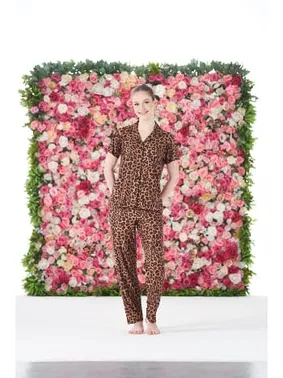 Estiva Gömlek Yaka Kaplan Desenli Önden Düğmeli Kısa Kollu Marla Pijama Takımı Estiva 25175