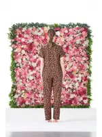 Gömlek Yaka Kaplan Desenli Önden Düğmeli Kısa Kollu Marla Pijama Takımı Estiva 25175 Kahverengi detay görünüm