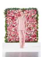 Gömlek Yaka Kareli önden Düğmeli Kısa Kollu Penye Kadın Pijama Takımı Estiva 25180 Pembe