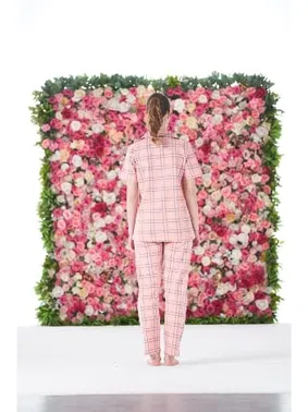 Estiva Gömlek Yaka Kareli önden Düğmeli Kısa Kollu Penye Kadın Pijama Takımı Estiva 25180 - Alternatif Görünüm