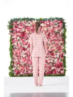 Gömlek Yaka Kareli önden Düğmeli Kısa Kollu Penye Kadın Pijama Takımı Estiva 25180 Pembe detay görünüm