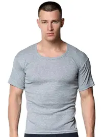 Gümüş Gri Kısa Kollu Ribana Bisiklet Yaka Erkek Atlet 6lı Gümüş 3101 - 6 Adet