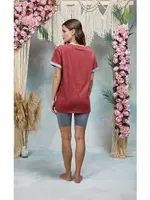 Gri Melanj Tayt Bordo T-Shirt Pijama Takımı Doreanse 25Y4076 Gri detay görünüm