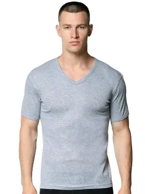 Gümüş Gri V Yaka Kısa Kollu Pamuklu Erkek Atlet Fanila Gümüş 4051