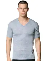 Gri V Yaka Kısa Kollu Pamuklu Erkek Atlet Fanila Gümüş 4051 Gri