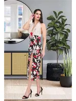 Gül Aksesuarlı Yırtmaçlı Uzun Fantazi Gecelik İzabel 2012  Beyaz detay görünüm