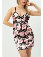 Gül Desenli Askılı Siyah Fantezi Gecelik SHE 1368 Siyah farklı açı