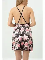 Gül Desenli Askılı Siyah Fantezi Gecelik SHE 1368 Siyah görsel 5