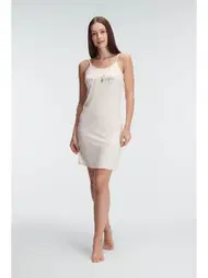 Anıl Günlük Ev Giyimi İp Askılı Bisiklet Yaka Kadın Viskon Düz Yazlık Örme Mini Gecelik Anıl 5835