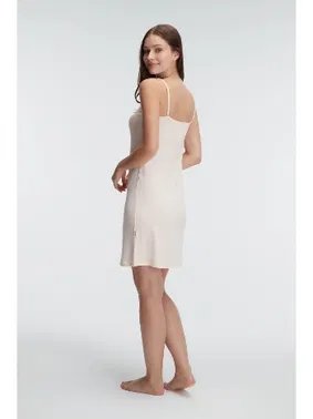 Anıl Günlük Ev Giyimi İp Askılı Bisiklet Yaka Kadın Viskon Düz Yazlık Örme Mini Gecelik Anıl 5835 - Alternatif Görünüm