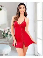 Güpürlü Kırmızı Erotik Gecelik Pink Night 3830 Kırmızı