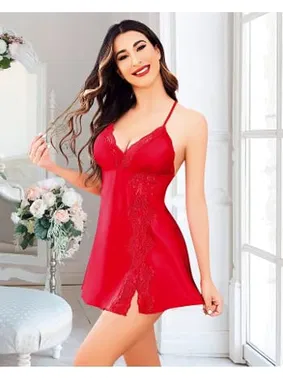 Pink Night Güpürlü Kırmızı Erotik Gecelik Pink Night 3830 - Alternatif Görünüm