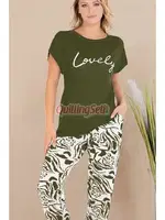 Haki Lovely Pamuklu Kısa Kol Pijama Takımı Lady 12531 farklı açı