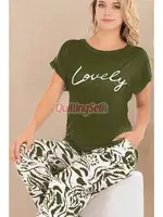Haki Lovely Pamuklu Kısa Kol Pijama Takımı Lady 12531 görsel 4