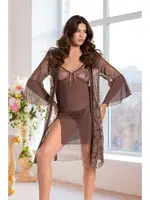 Haki Tül Desenli Sabahlıklı Erotik Gecelik Real Passione 8096 Haki