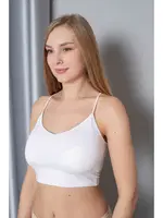 Halter Yaka Modal İp Askılı Crop Kadın Atlet Confeo C801-014 Beyaz farklı açı