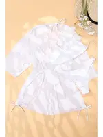 Şifon Pareo Plaj Elbisesi Cover Up Kimono Angelsin MS 4408 Beyaz farklı açı