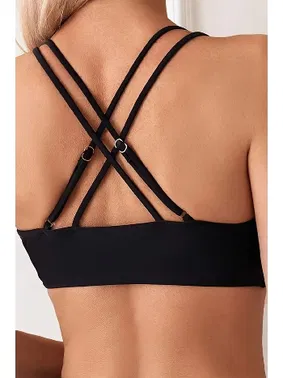 Angelsin İki Ayarlanabilir Askılı Bikini Üstü (Çıkartılabilir Kaplı) Siyah Angelsin MS 43919 - Alternatif Görünüm