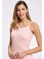 Jakarlı Dantelli Bayan İp Askılı Atlet İlke 2023 Pudra detay görünüm