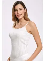 Jakarlı Dantelli Bayan İp Askılı Atlet İlke 2023 Ekru görsel 4