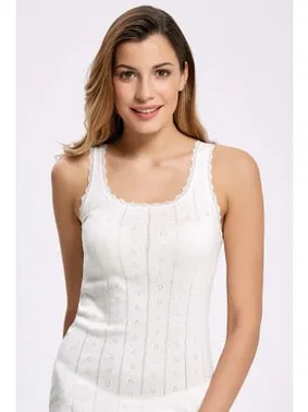 İlke Jakarlı Dantelli Geniş Askılı Kadın Atlet İlke 2024 - Alternatif Görünüm