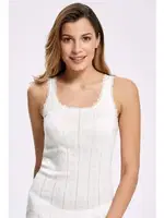 Jakarlı Dantelli Geniş Askılı Kadın Atlet İlke 2024 Ekru detay görünüm