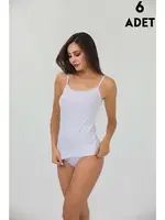 İp Askılı Derby Viskon Kadın Atlet 6'lı İlke 221 Beyaz