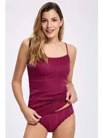 Jakarlı Dantelli İp Askılı Kadın Atlet Takım İlke 2294 Vişne