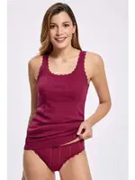 Geniş Askılı Jakarlı Dantelli Atlet Takım İlke 2295 Vişne görsel 4