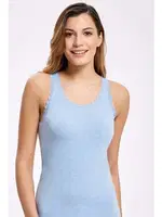 Melanjlı Dantelli Geniş Askılı Kadın Atlet İlke 2347 Mavi Melanj