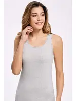 Melanjlı Dantelli Geniş Askılı Kadın Atlet İlke 2347 Gri Melanj detay görünüm