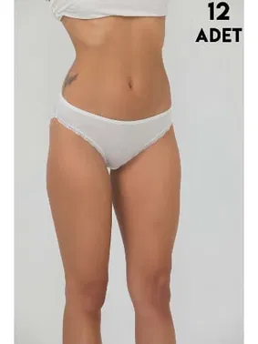 İlke Likralı Derby Viskon Kadın Bikini Külot 12'li İlke 421