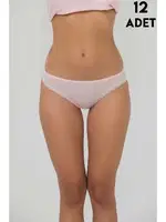 Likralı Derby Viskon Kadın Bikini Külot 12'li İlke 421 Pudra detay görünüm