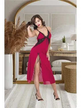 İzabel İnce Askılı Danteli Uzun Kadın Gecelik UE-2023