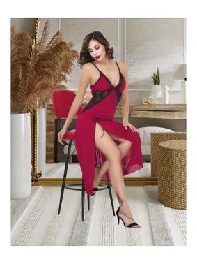 İzabel İnce Askılı Danteli Uzun Kadın Gecelik UE-2023 - Alternatif Görünüm