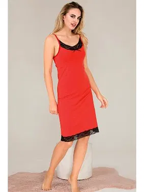 Lady İnce Askılı Dantelli Tunik Gecelik  Lady 5516