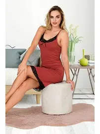 Lady İnce Askılı Dantelli Viskon Kadın Tunik Gecelik Lady 5520