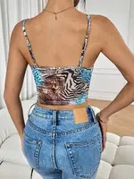 İnce Askılı Fırfırlı Desenli Kadın Büstiyer Ruselin 5091 Mavi farklı açı