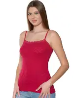 İnce Askılı Jakarlı Kalpli Bordo Kadın Atlet Gümüş 3080 - 6 Adet Bordo