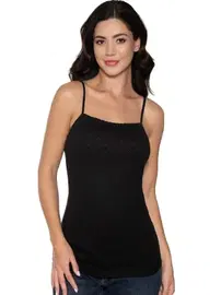 Gümüş İnce Askılı Kalpli Jakarlı Siyah Kadın Atlet Gümüş 3080 - 6 Adet