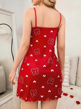 Lily Bianca İnce Askılı Kırmızı Penye Gecelik Lily Bianca 13112 - Alternatif Görünüm