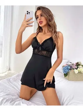 Lily Bianca İnce Ayar Askılı Saten Dantelli Fantazi Gecelik Lily Bianca 457