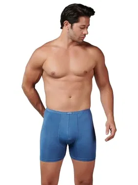 Gümüş İnce Bel Bambu Elastan Erkek Mavi Boxer Gümüş 8007